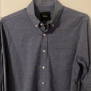 Rails Blue and Gray Check Gingham Oxford style long sleeve shirt in Medium